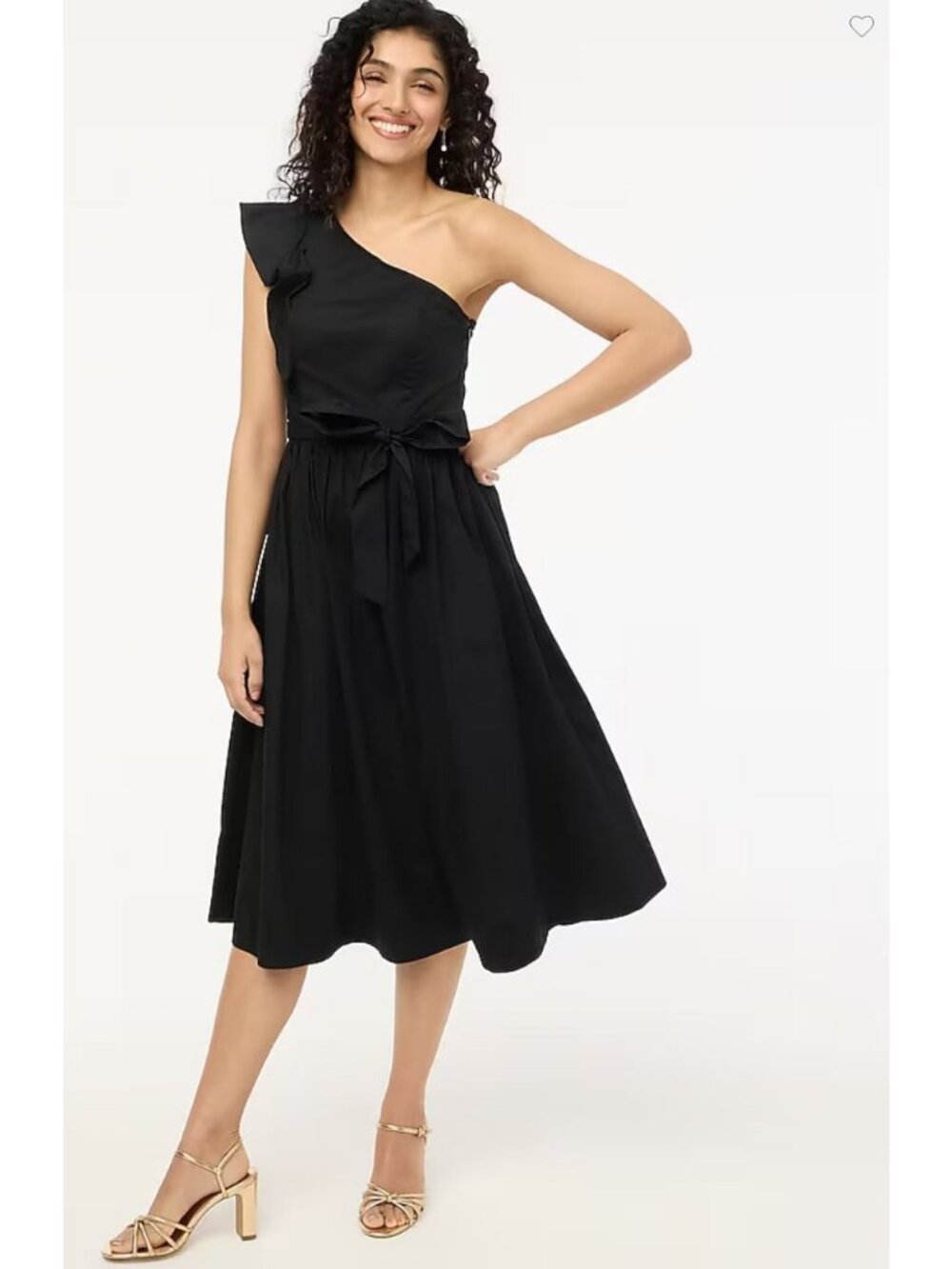 J. Crew Factory One-Shoulder Midi Dress Black Size 4 NWT CA430